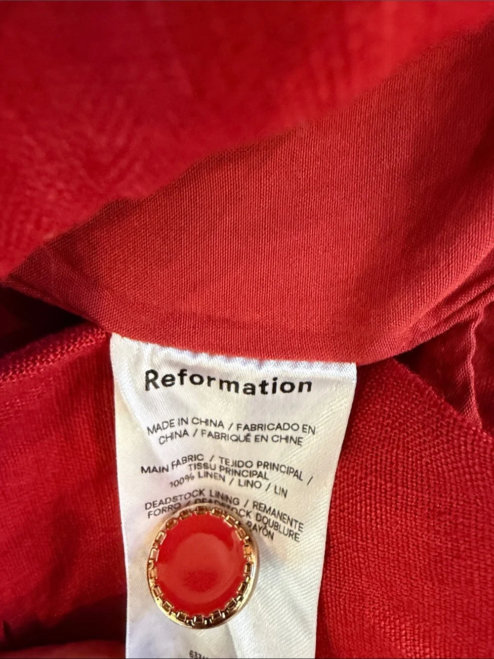Reformation Aspen Linen Vest Top in Sundried Tomato Red